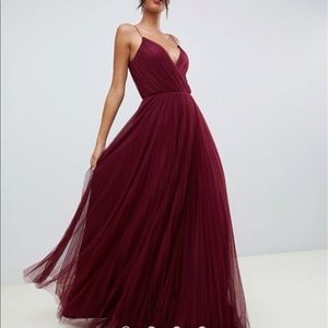 ASOS cami pleated tulle maxi dress